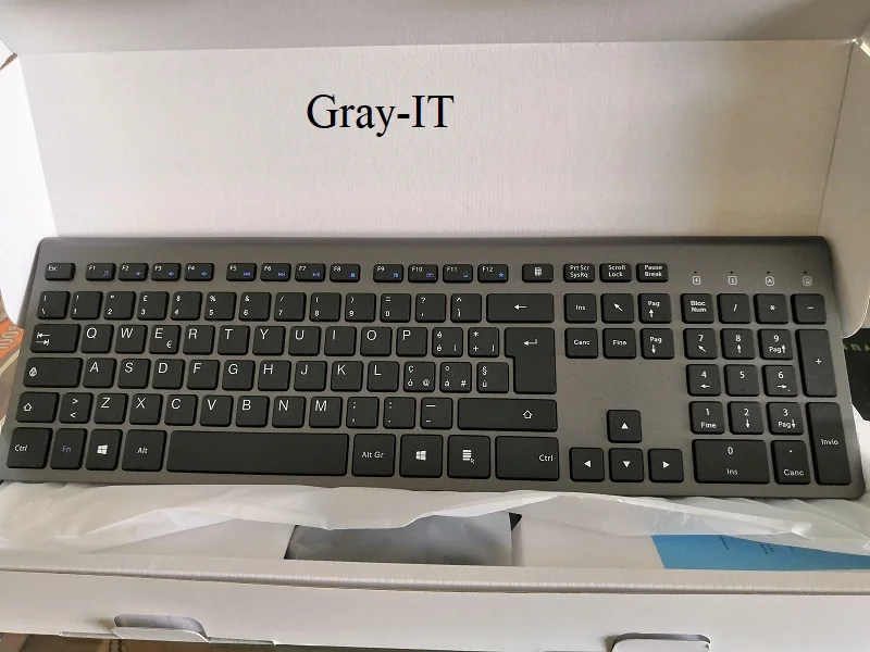 Gray-IT 2,4G Беспроводная клавиатура и мышь комбо, Orsolya перезаряжаемый тихий полноразмерный для компьютера, ноутбука, настольного ПК, бесшумный серебристый+ белый - Цвет: Gray-IT