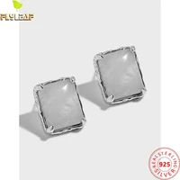 platinum plating natural crystal stud earrings for women 925 sterling silver square earings femme fine jewelry