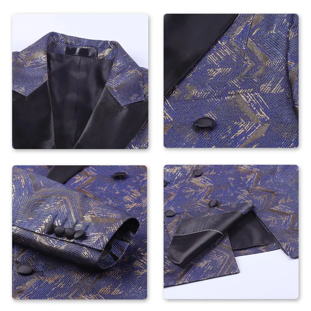 Мужской костюм европейского размера Геометрическая Золотая линия 2 предмета