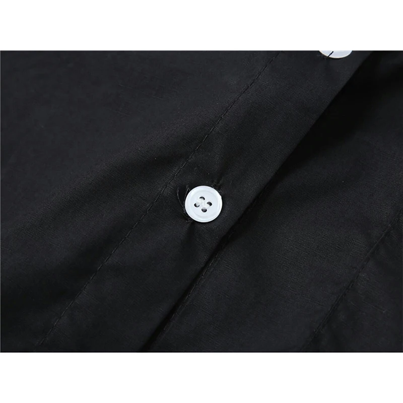 Женская блузка с коротким рукавом черная в клетку принтом цепей и галстуком