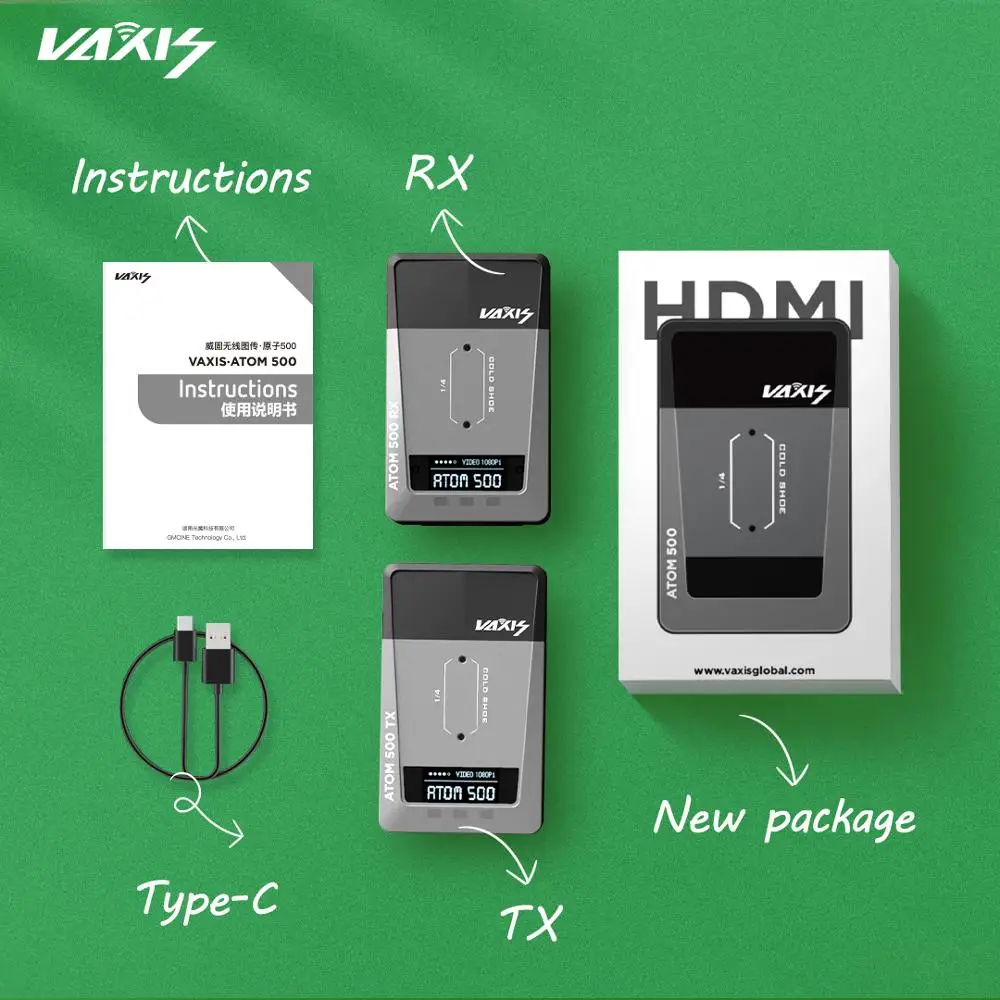 Vaxis ATOM 500 Dual HDMI Basic Kit Беспроводная система передачи 1080P HD изображение видео