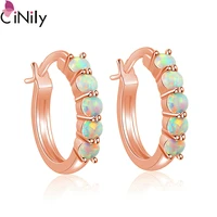 cinily hot sell white fire opal rose gold earrings for women wedding party jewelry gift earrings oh4723