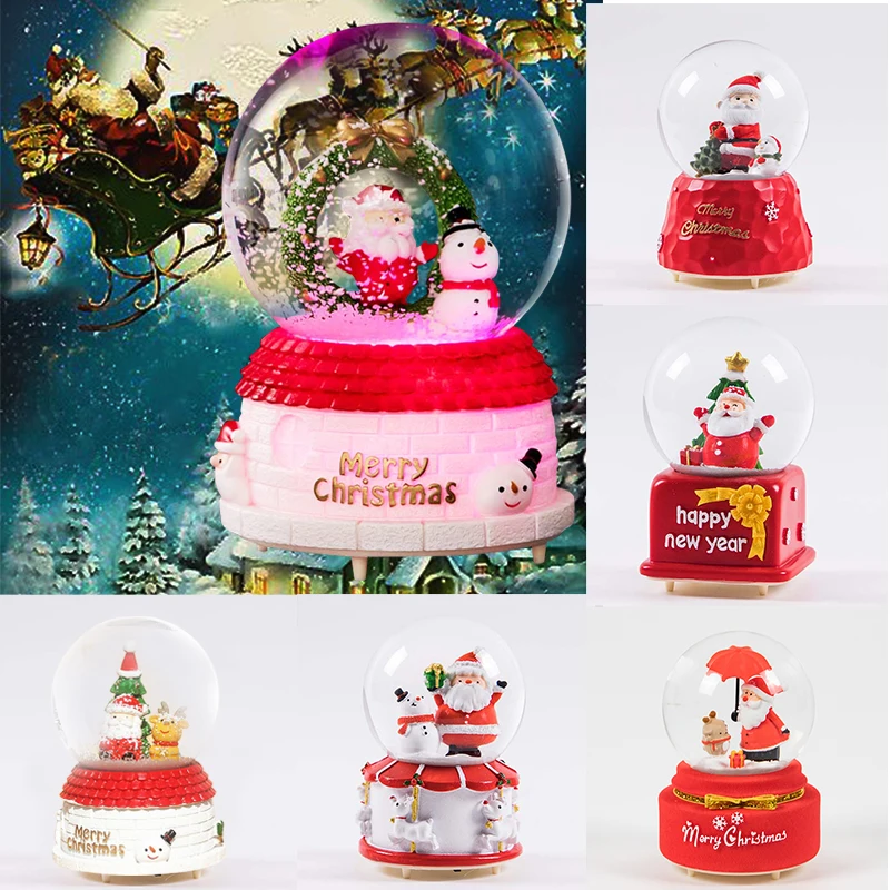 Рождественская музыкальная шкатулка в виде хрустального шара плавающий снег со