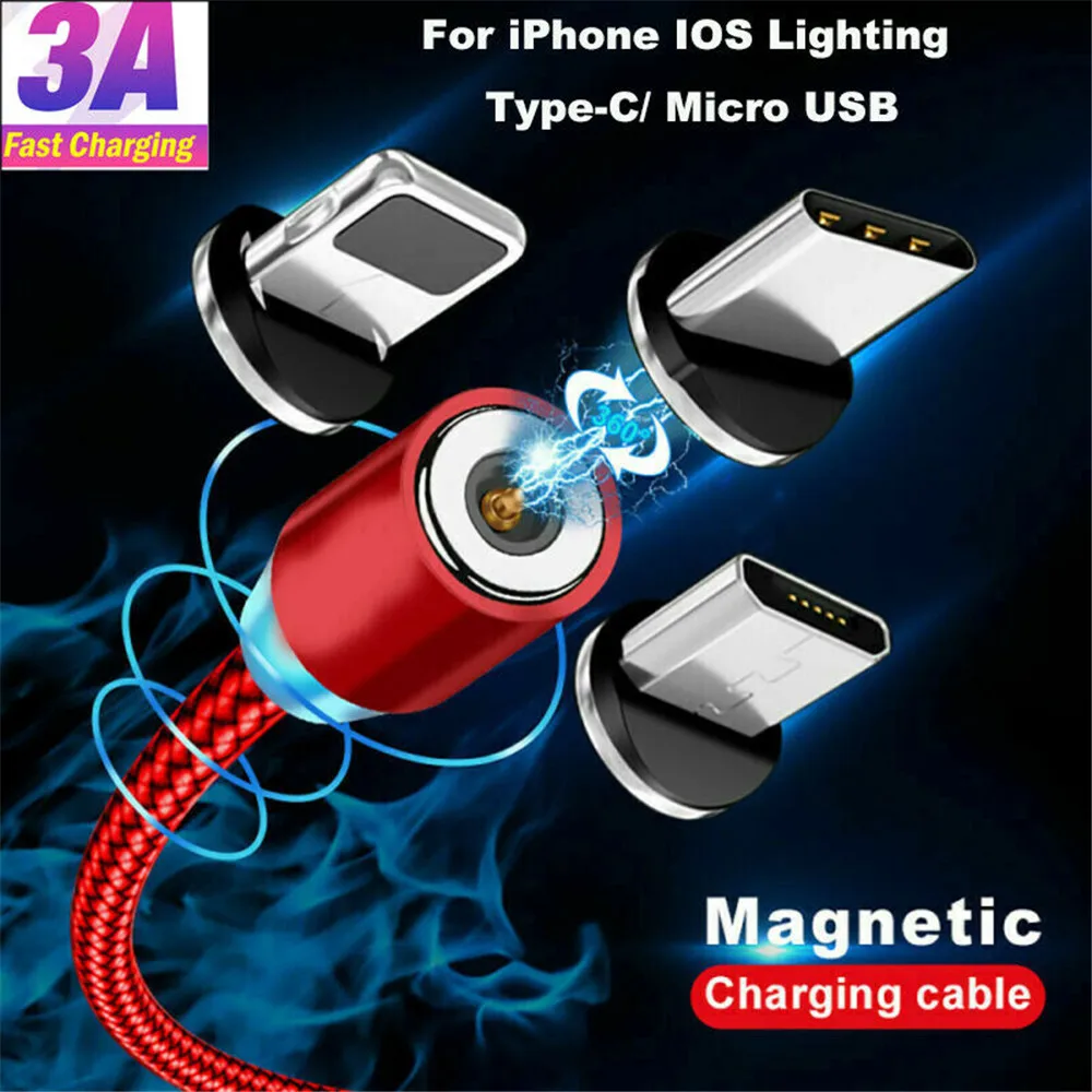 Магнитный зарядный кабель быстрая зарядка код 1 м 2 Тип C Micro USB для Apple iphone Xs Max XR XIAOMI