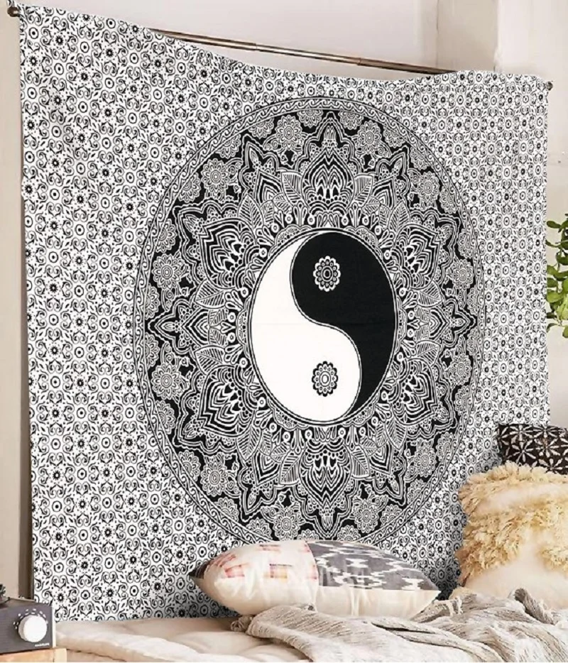 CAMMITEVER Гобелен Мандала из Бельгии синий круг Луна солнце Тай Чи настенный гобелен