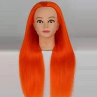 26 5inches super long cosmetology mannequin manikin synthetic fiber training head doll head orange