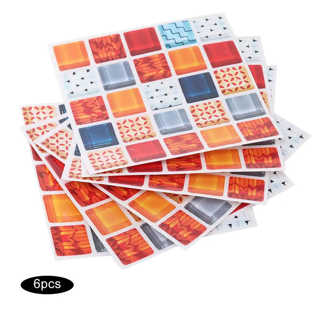 6Pcs Mosaic Self-adhesive Wall Tile Sticker Kitchen Oil-proof Stickers Bathroom Decor | Дом и сад
