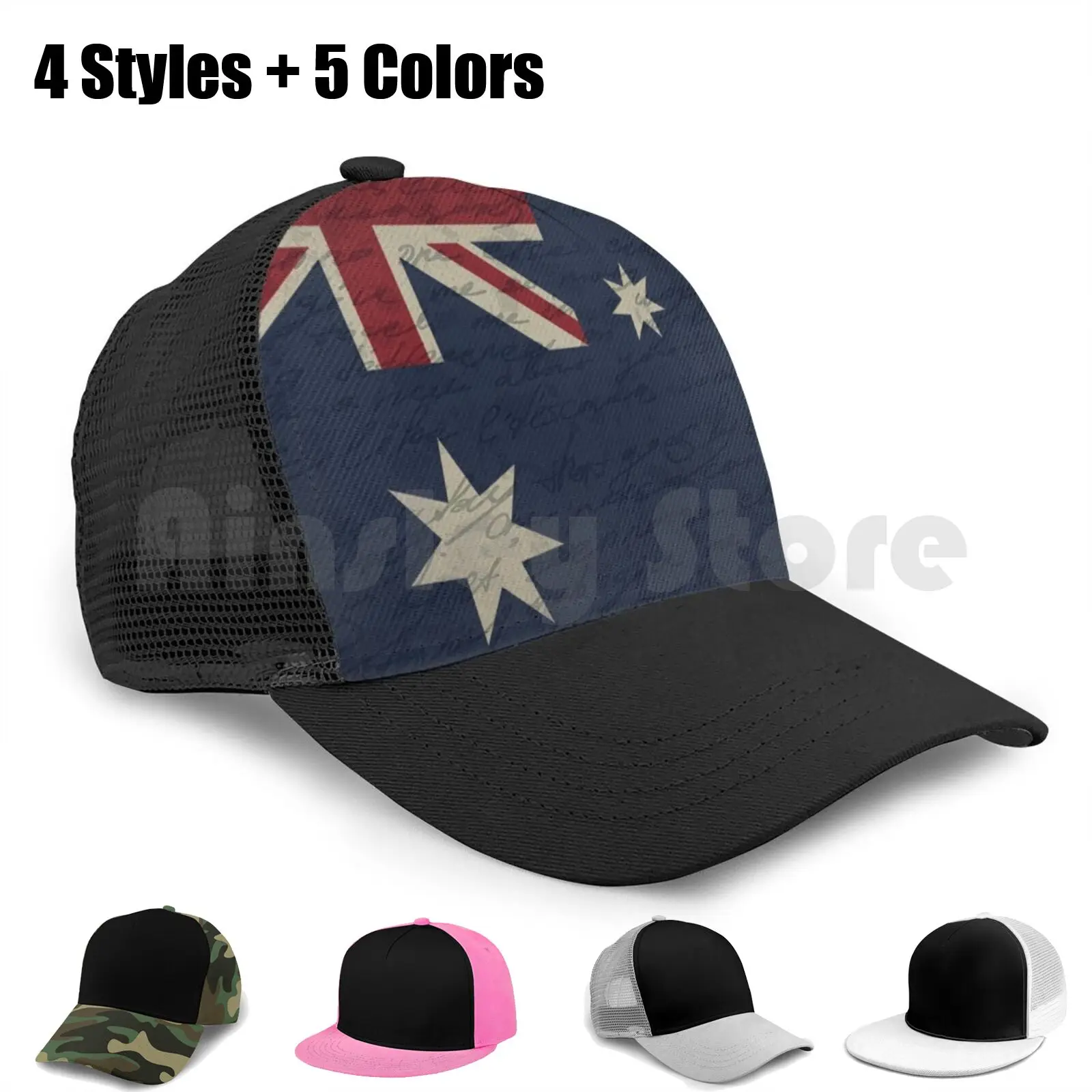 

Vintage Australian Flag Baseball Cap Unisex Mesh Casual Print Adjustable Australia Flag Country Vintage Proud Politics Old