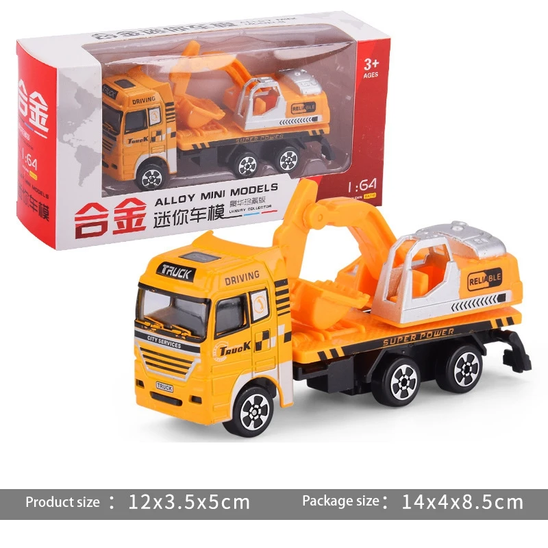 

2Pcs 1:64 Simulation Construction Engineering Car Model Toy Car Inertial Alloy Car