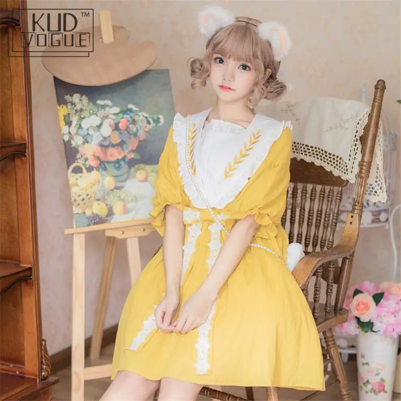 Платье Лолиты в стиле Харадзюку милое платье с вышитыми листьями для девочек