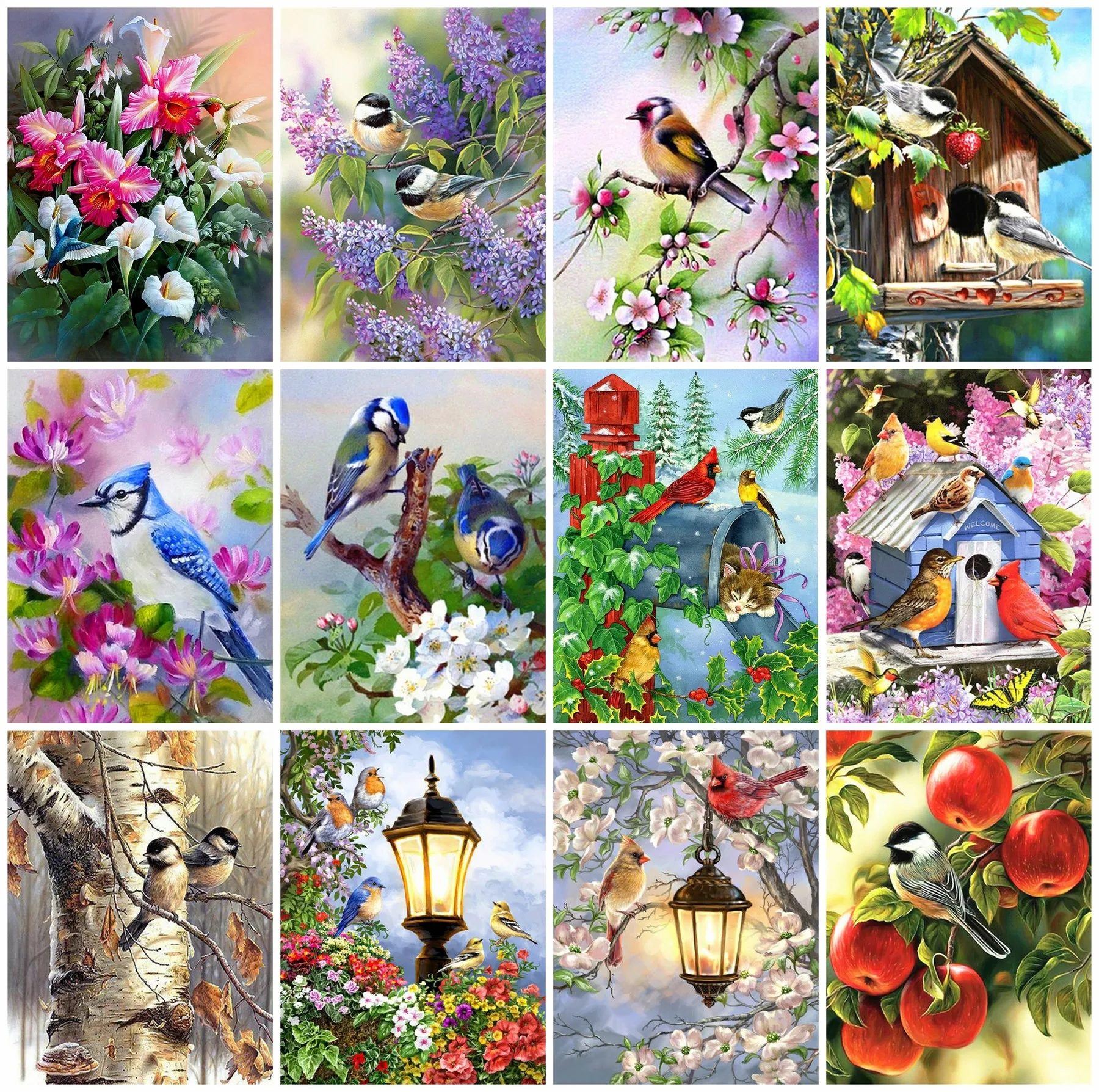 

EverShine DIY Diamond Painting Animal Full Drill Square Diamond Mosaic Bird Picture Rhinestones Embroidery Flower Decor For Home