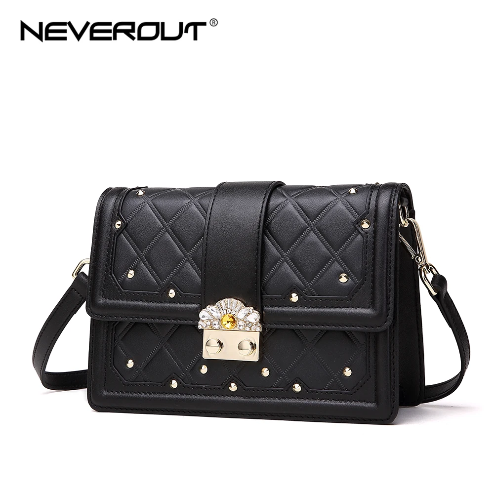 Маленькая стеганая сумка NEVEROUT с заклепками на плечо из кожи|Сумки ручками| |