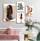Красная картина на высоком каблуке с изображением девушки, холст, картина, скандинавский холст, плакаты и принты, настенные картины для декора гостиной