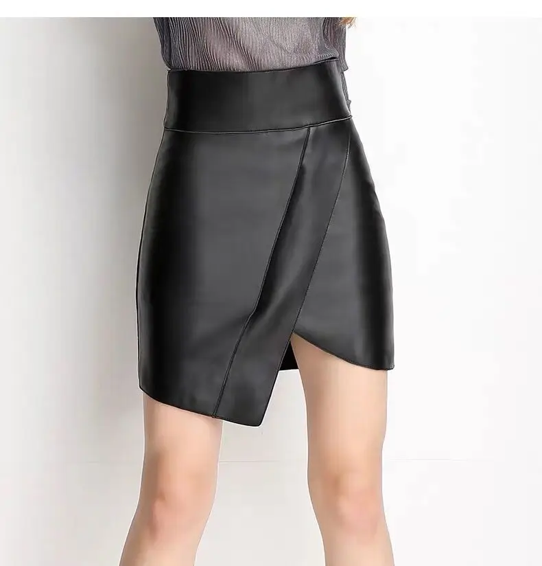 

Сексуальная короткая юбка-карандаш черная из натуральной овечьей кожи Женская мода 2020 новые мини юбки уличная одежда