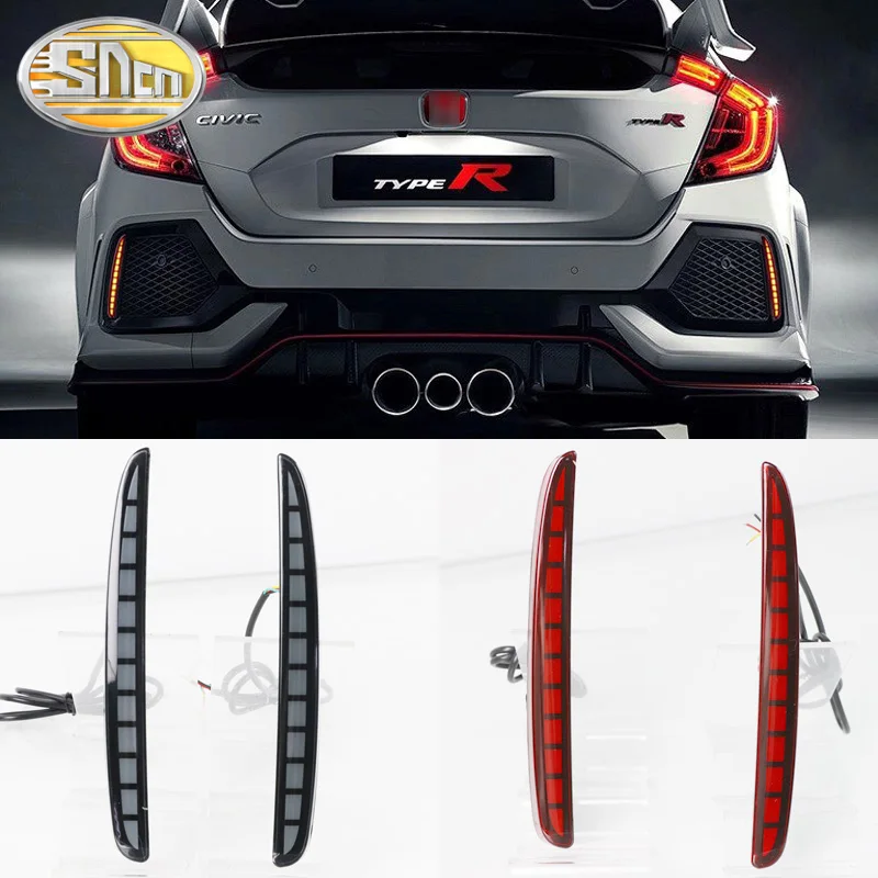 2 шт. для Honda Civic Type R 2016 2017 2018 Многофункциональный светодиодный задний бампер
