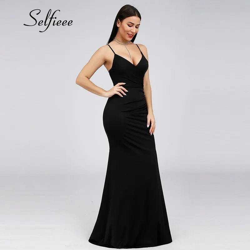Элегантные облегающие макси платья Русалка без рукавов с v образным вырезом