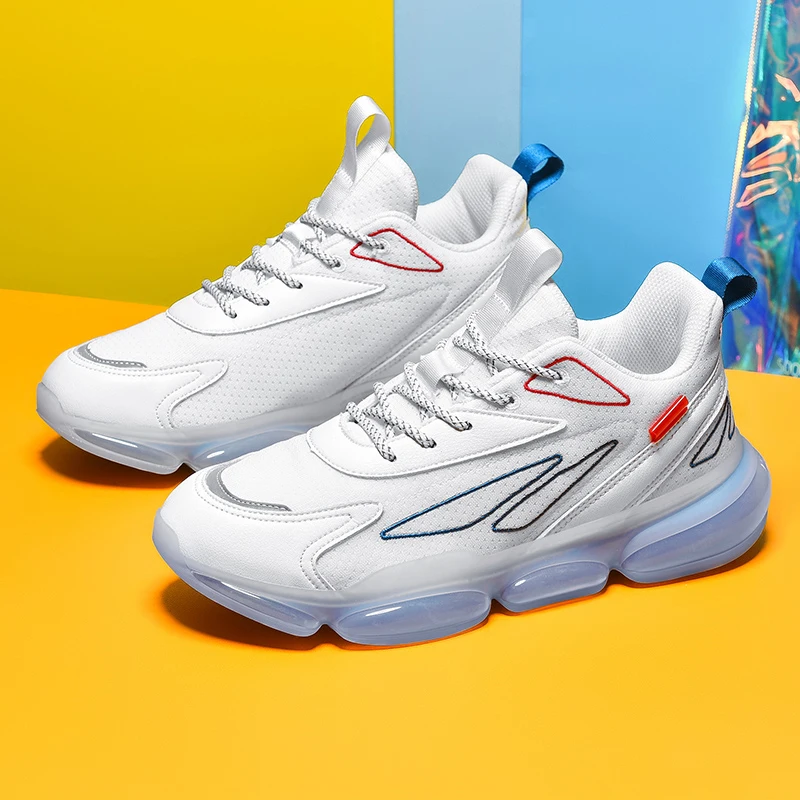 

New men sneakers running shoes sports elastic mesh jogging shock absorption comfortable breathable fashion outdoor