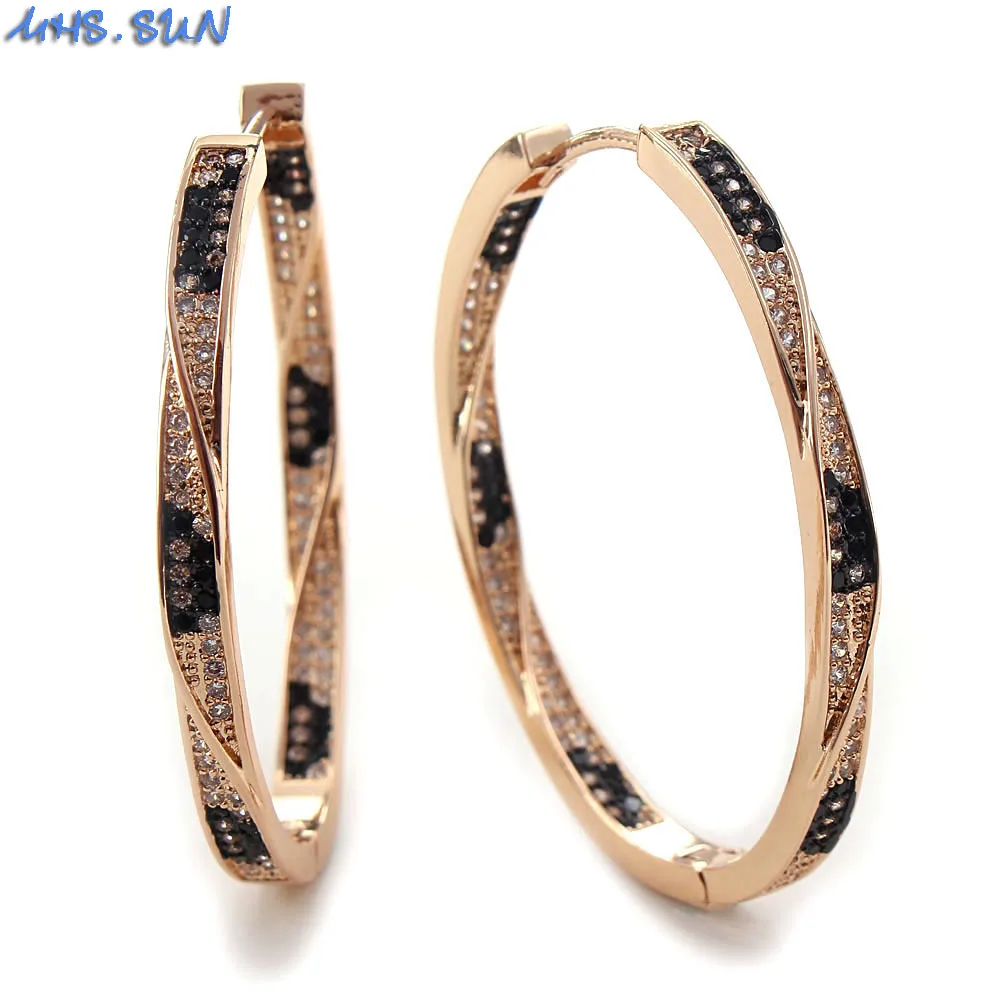 

MHS.SUN New Arrival Women Cubic Zirconia Leopard Hoop Earrings Fashion Big Circel Copper Earrings CZ Crystal Ear Jewelry 1Pair
