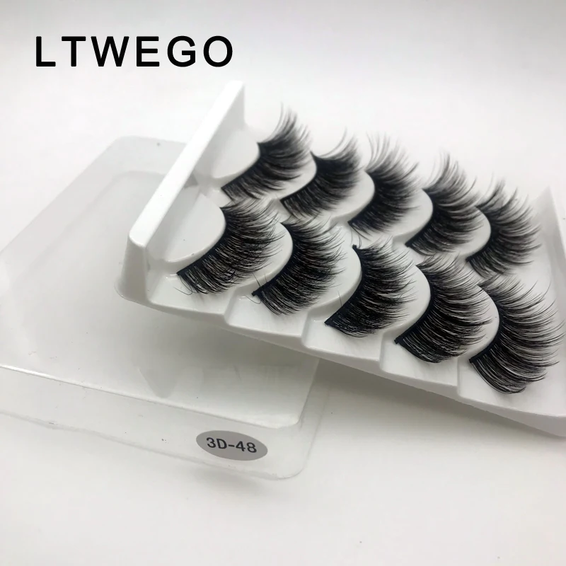 LTWEGO 5 пар искусственной 3d ресницы серо коричневого цвета пушистые тонкие