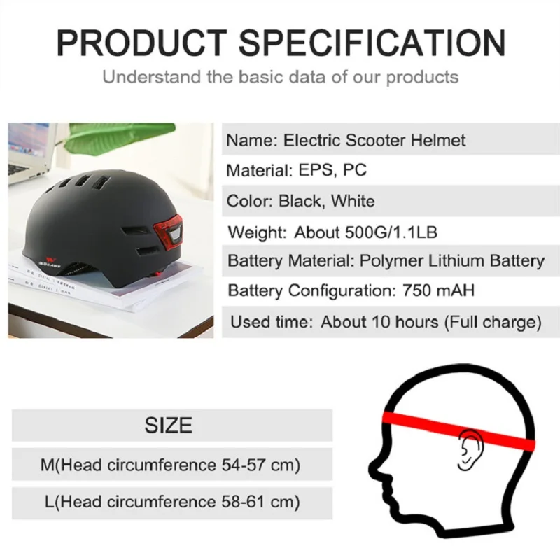 WOSAWE Motorcycle Half Helmet Child Adult Universal Headlight Taillight Breathable Skateboard Bicycle Electric Scooter | Автомобили и