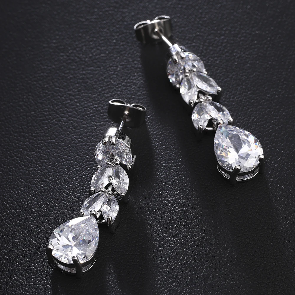 Великолепные висячие серьги для женщин ювелирные изделия белый кубический