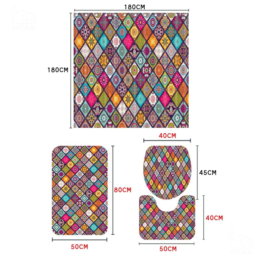 NYAA индийская Мандала набор для ванной богемный этнический цветочный