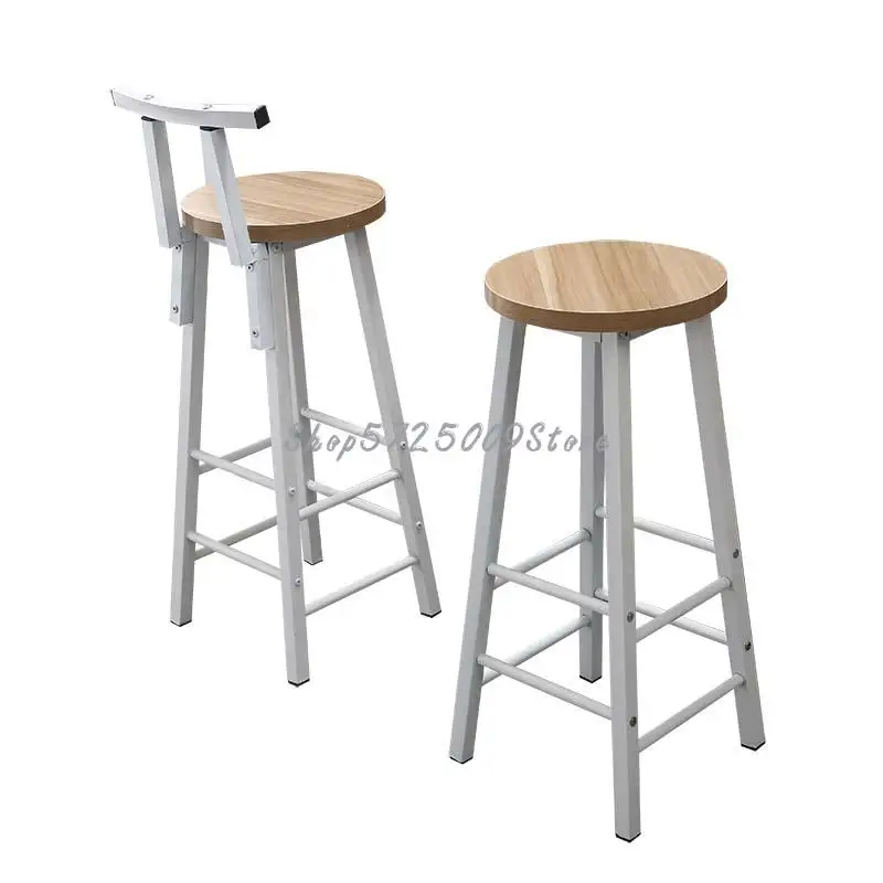 Простой барный стул стальной деревянный современный минималистичный высокий