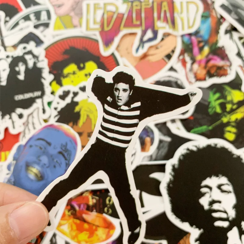 50pcs Rock and Roll Hip Hop Punk Music Band Stickers for Mobile Phone Laptop Guitar Luggage Case Skateboard Bike Car Stickers