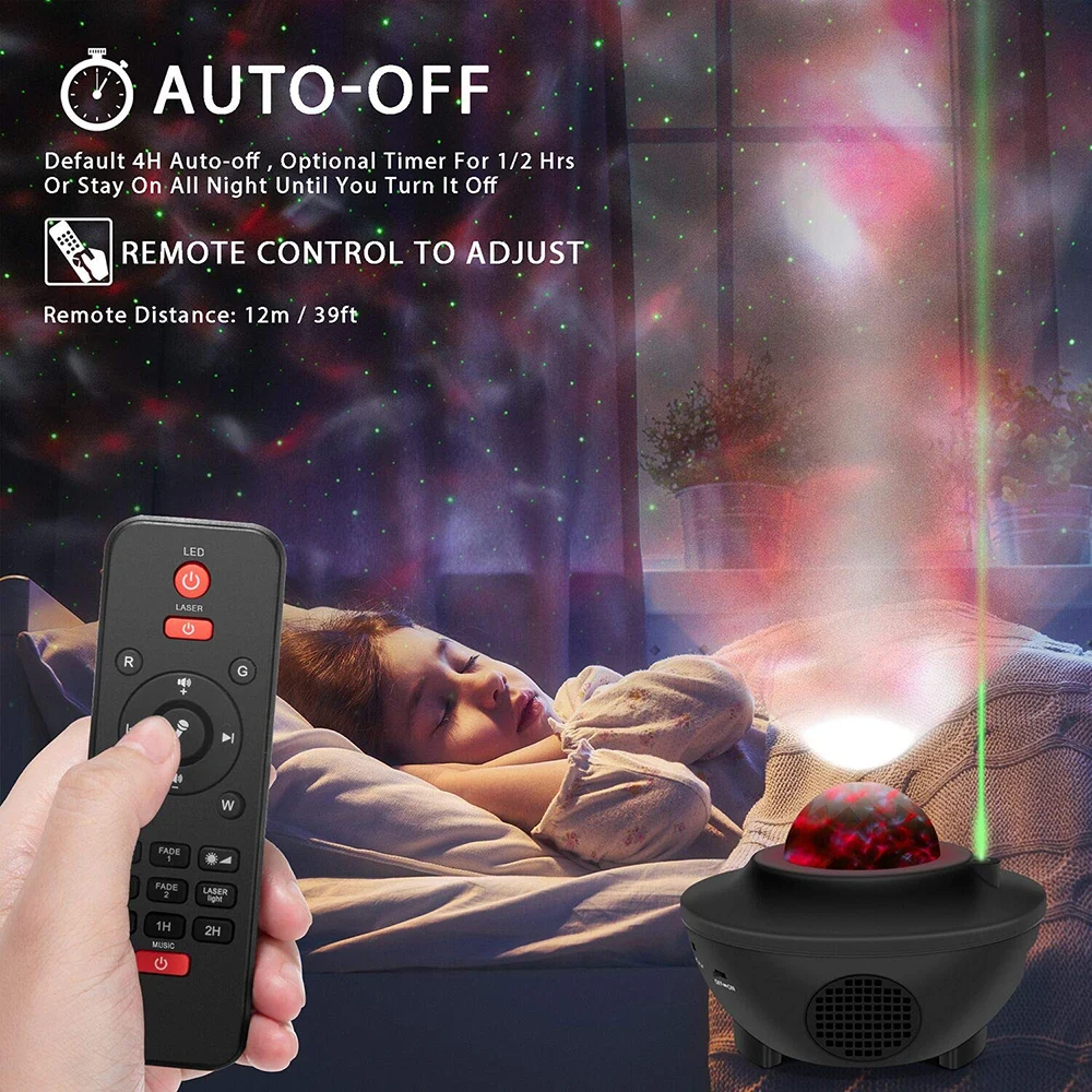 

LED Projector Light LED Star Night Light LED Projector Light Music Starry Water Wave Projector Light Sleeping Bedside Lamp D30