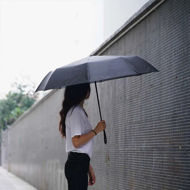 Зонт Youpin черный автоматический Солнечный дождливый алюминиевый ветрозащитный