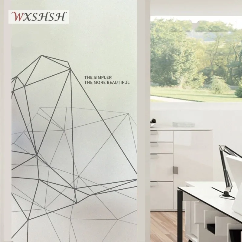 

Geometry Pattern Custom Size Window Film Static Cling Privacy Protection Heat Control Decorative Film For Bathroom Living Room