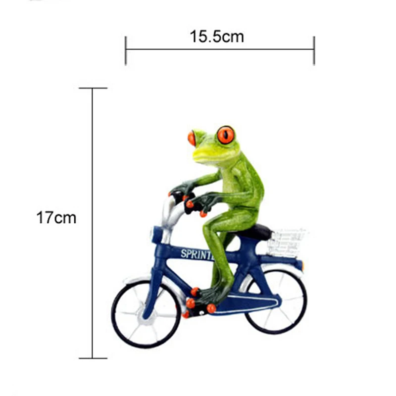 

3D Creative Decorations Green Frogs Sculpture Riding a Bicycle Funny & Interesting Statues for Desktop Decor HFD889