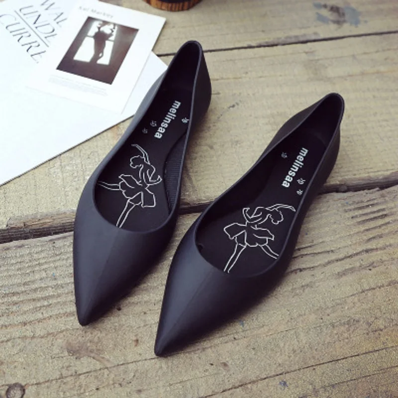 

2021 Women Pointed Toe Flat Spring Ladies Slip on Office Career Red Shoe Shallow Female Casual Fashion Comfortable Jelly Shoes