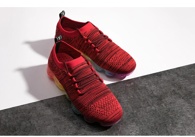 Теннисные туфли для Для мужчин кроссовки на воздушной подушке; мужские кроссовки с узором; Шок красного цвета из хлопка с фирменным логотипом кроссовки спортивная обувь без застежки; Chaussures Hommes; Tenis Masculino; большие размеры