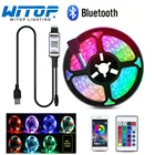 Светодиодная лента с Bluetooth, 1 м, 2 м, 3 м, 4 м, 5 м, RGB, 2835 SMD, Luces, гибкая лента, без водонепроницаемой фоновой ленты для телевизора, Диодная, 5 в постоянного тока