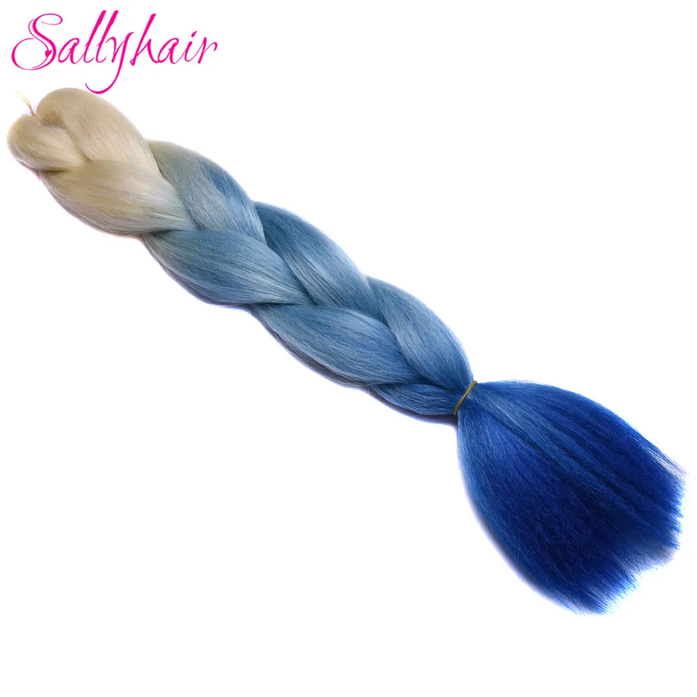 Sallyhair, 24 дюйма, Омбре, плетение волос, 2 тона, черный, винно-красный цвет, огромные косички, высокотемпературное волокно, синтетические волосы для наращивания - Цвет: #99