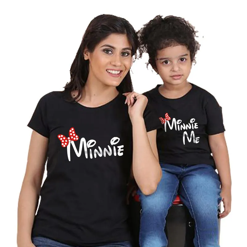 

Семейные одинаковые наряды, короткие футболки для мамы и мамы, Минни, одежда для мамы, ребенка, дочери, хлопковые летние топы для мамы и девоч...