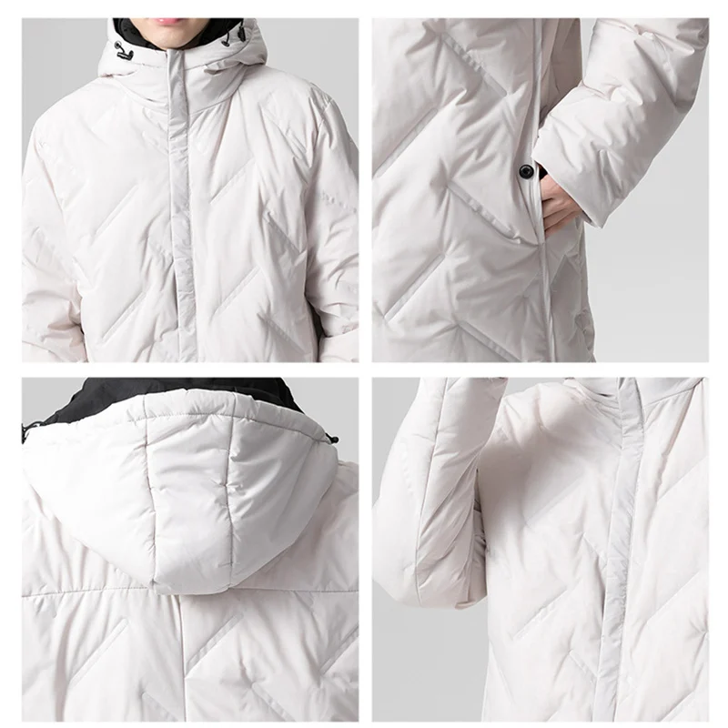

FGKKS Winter Brand Men Long Down Jacket Men High Street Casual White Duck Down Solid Color Warm Thick Down Jackets Male