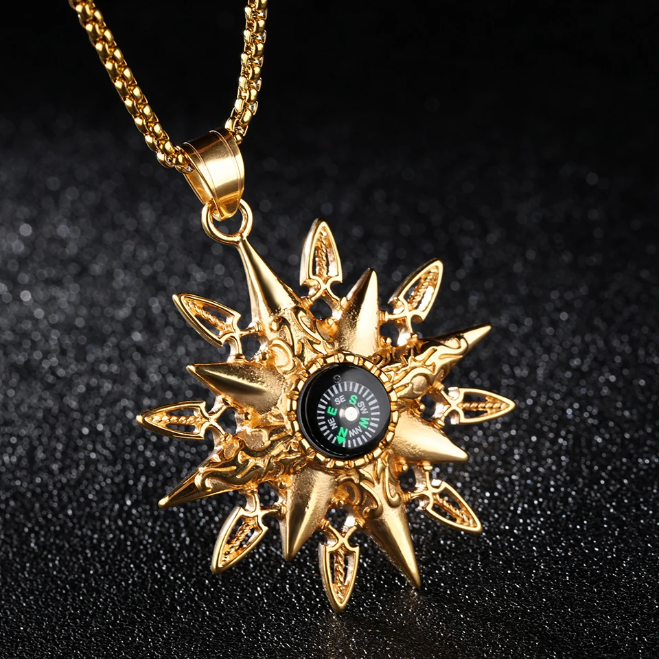Мужское ожерелье с компасом Классическая цепь в стиле хип-хоп рок уличная