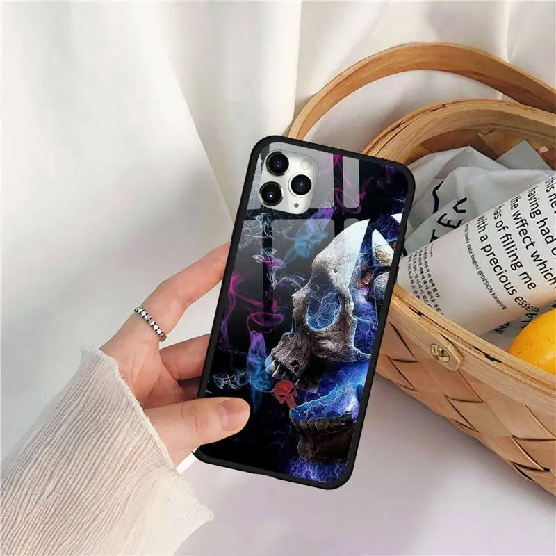

Skull tide avant-garde rock Phone Case Tempered glass For iphone 11 12 PRO MAX X XS XR 5C 6 6S 7 8 plus