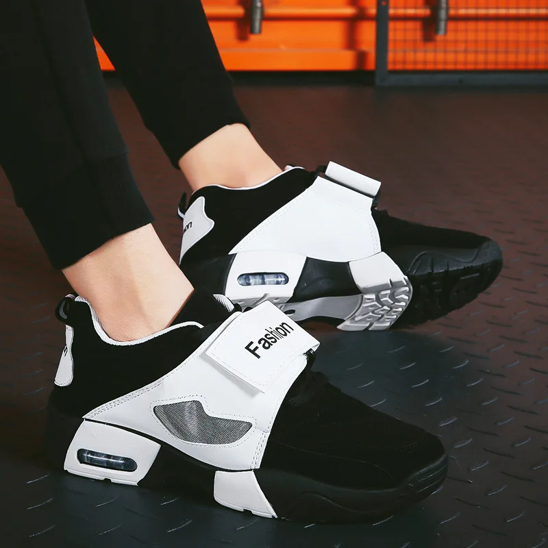 

New color matching shock absorption sneakers fashion running shoes lace up casual men's shoes thick soled men sneakers