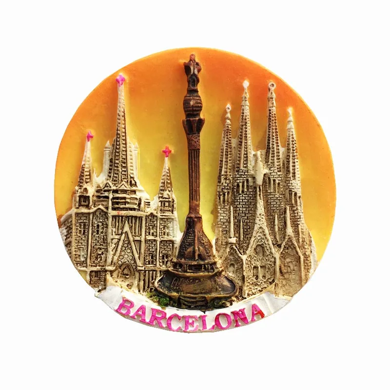 

Lychee Spain Barcelona Fridge Magnet Famouse City Refrigerator Magnetic Sticker Travel Souvenirs Home Decoration