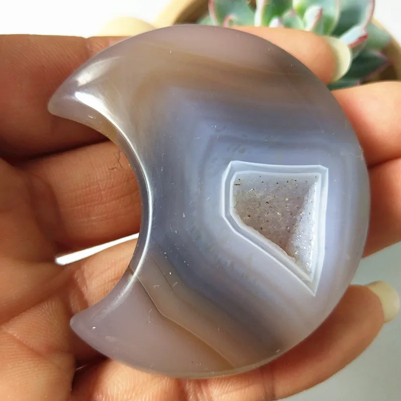 Натуральные камни и кристаллы кристальная Форма Луны агат Кристалл кластер