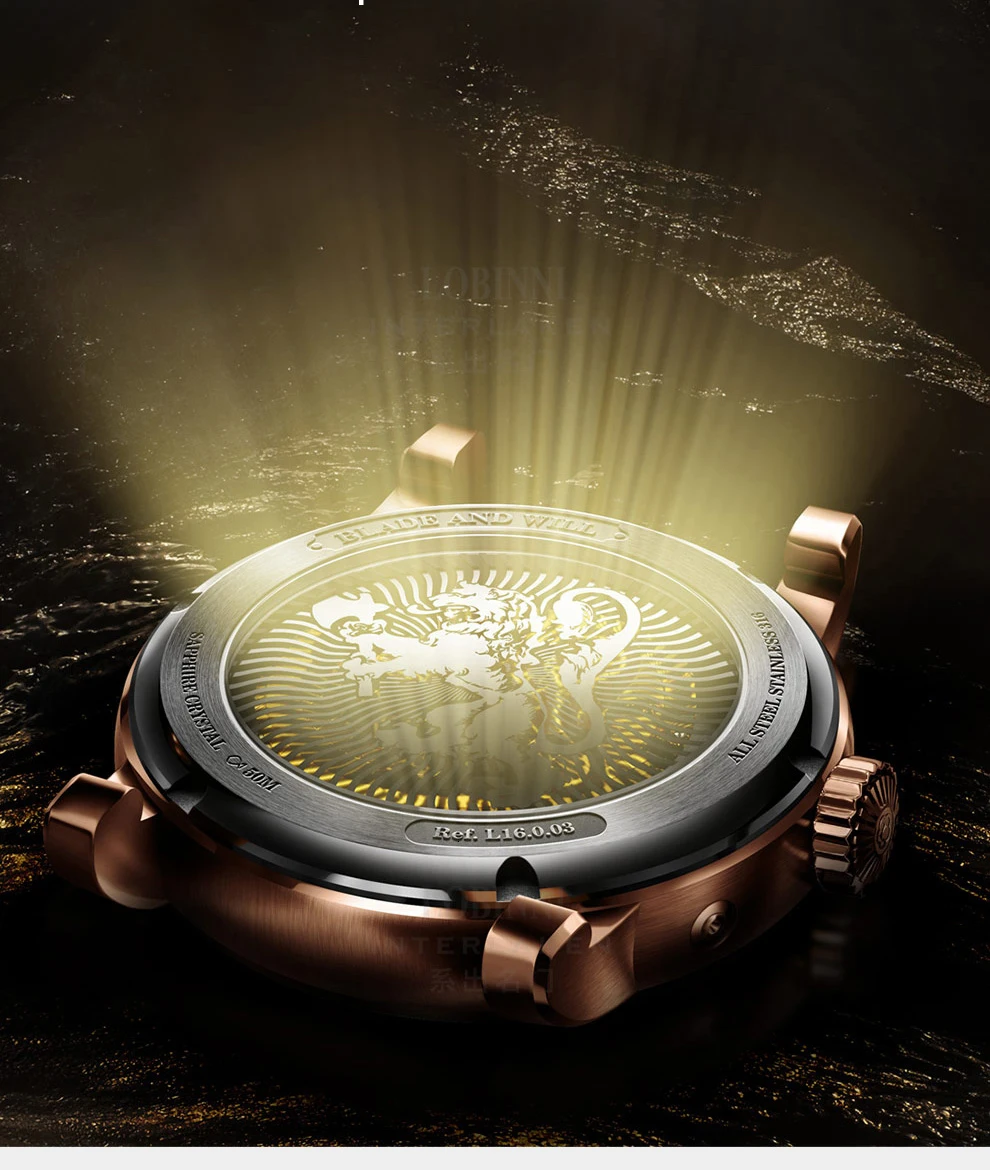 Швейцария LOBINNI мужские часы Moon Phase автоматические механические мужские наручные часы сапфир мировое время relogio masculin L16003-4