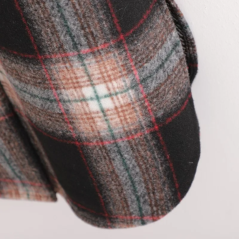 

Artsnie Brown Plaid Vintage Coats Women Winter Turn Down Collar Long Sleeve Oversized Coats Streetwear Casual Pocket Shirt Coats