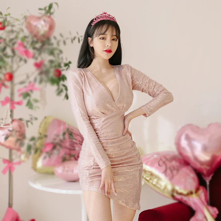 Сексуальное женское платье COIGARSAM с длинным рукавом новые весенние платья V
