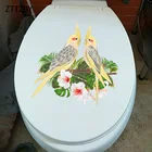 ZTTZDY 22,8 см  22,4 см мультфильм украшение для стен дома в виде животного Милый Попугай Туалет крышка наклейки T2-0797