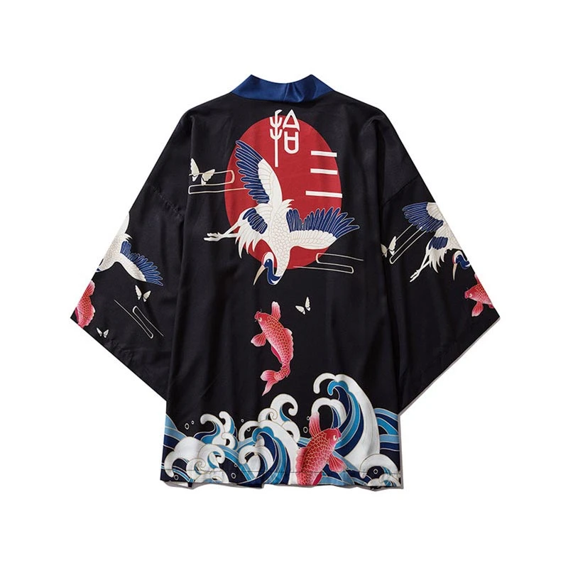 

Ukiyoe краснолобый прыгающий Семь рукавом Свободные стихари Hanfu пальто традиционное японское кимоно Корейская одежда юката женский кардиган ...