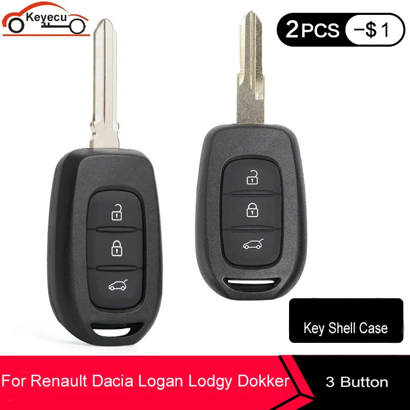 Запасной чехол KEYECU для ключа с дистанционным управлением 3 кнопками Renault Duster _ Clio4