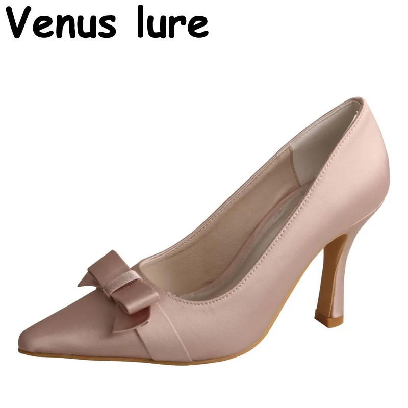 Свадебные туфли с бантом открытые женские вечерние туфли-лодочки закрытым